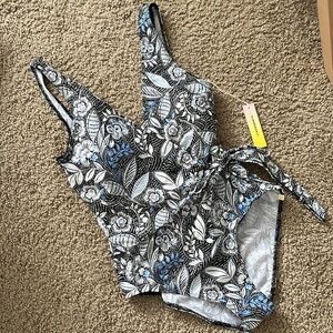 Summersalt Floral One Piece - Black and Blue